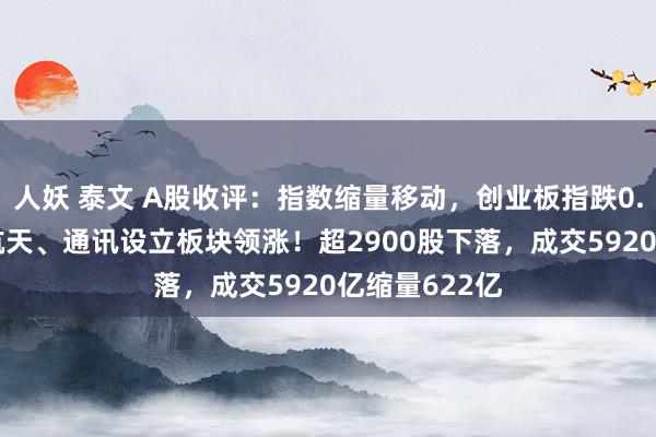 人妖 泰文 A股收评：指数缩量移动，创业板指跌0.43%！生意航天、通讯设立板块领涨！超2900股下落，成交5920亿缩量622亿