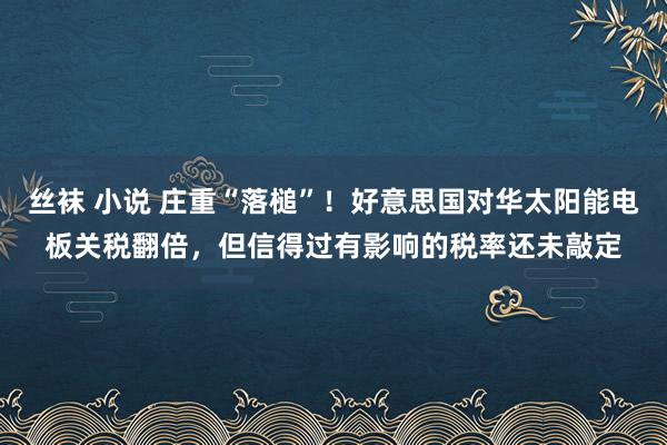 丝袜 小说 庄重“落槌”！好意思国对华太阳能电板关税翻倍，但信得过有影响的税率还未敲定