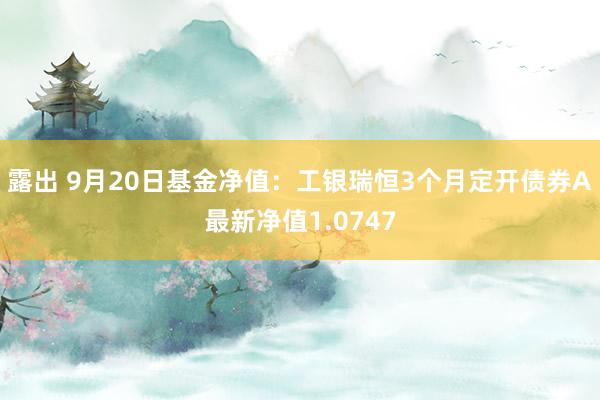 露出 9月20日基金净值：工银瑞恒3个月定开债券A最新净值1.0747