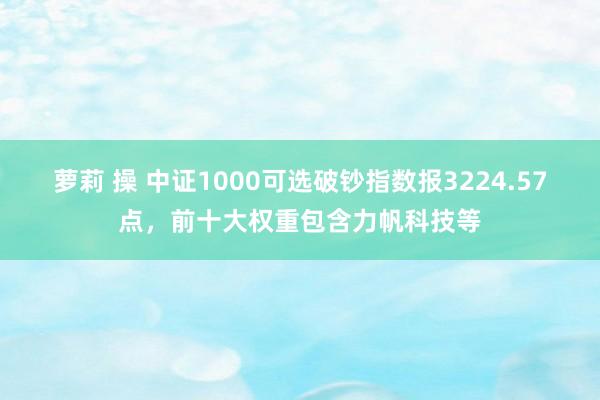 萝莉 操 中证1000可选破钞指数报3224.57点，前十大权重包含力帆科技等