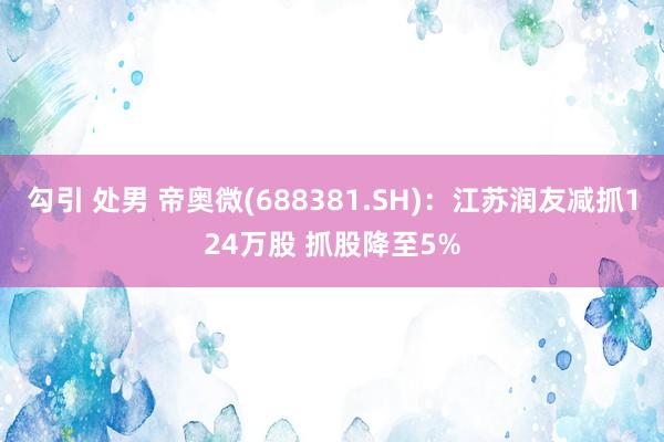 勾引 处男 帝奥微(688381.SH)：江苏润友减抓124万股 抓股降至5%