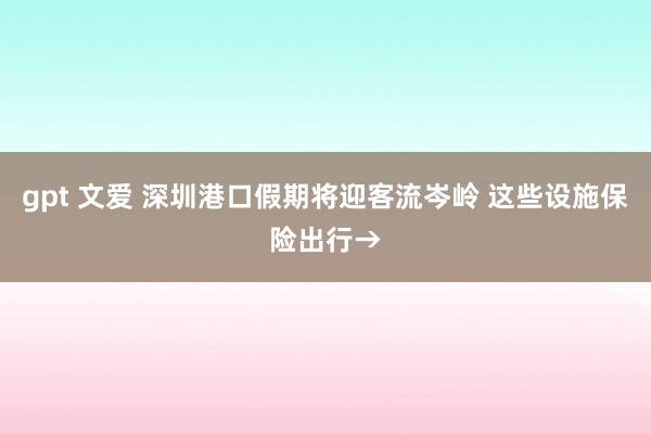 gpt 文爱 深圳港口假期将迎客流岑岭 这些设施保险出行→