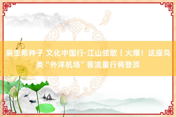 麻生希种子 文化中国行·江山弦歌丨火爆！这座鸟类“外洋机场”客流量行将登顶