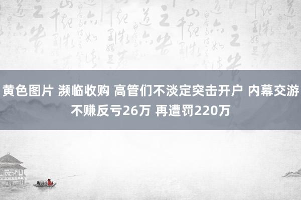 黄色图片 濒临收购 高管们不淡定突击开户 内幕交游不赚反亏26万 再遭罚220万