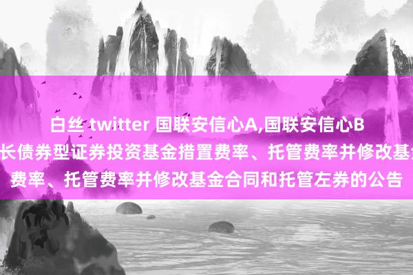 白丝 twitter 国联安信心A,国联安信心B: 对于裁汰国联安信心增长债券型证券投资基金措置费率、托管费率并修改基金合同和托管左券的公告