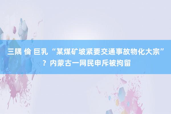 三隅 倫 巨乳 “某煤矿坡紧要交通事故物化大宗” ？内蒙古一网民申斥被拘留