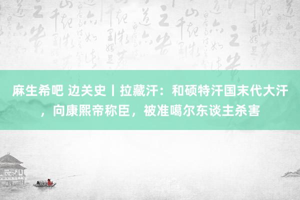 麻生希吧 边关史丨拉藏汗：和硕特汗国末代大汗，向康熙帝称臣，被准噶尔东谈主杀害