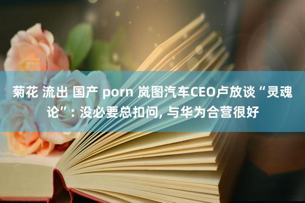 菊花 流出 国产 porn 岚图汽车CEO卢放谈“灵魂论”: 没必要总扣问， 与华为合营很好