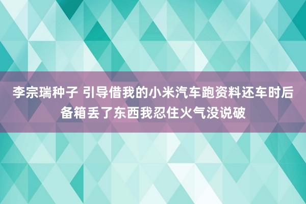 李宗瑞种子 引导借我的小米汽车跑资料还车时后备箱丢了东西我忍住火气没说破