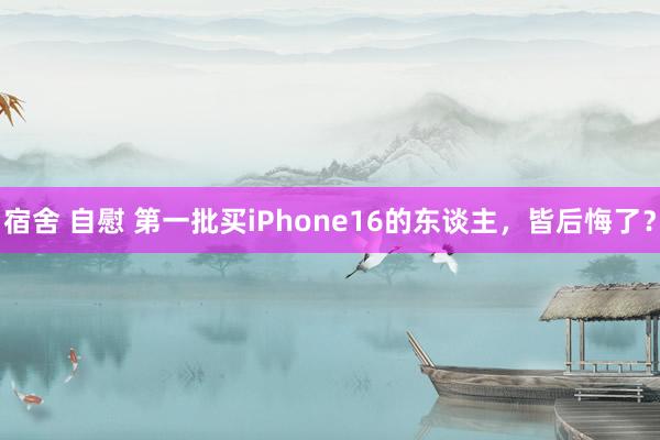 宿舍 自慰 第一批买iPhone16的东谈主，皆后悔了？