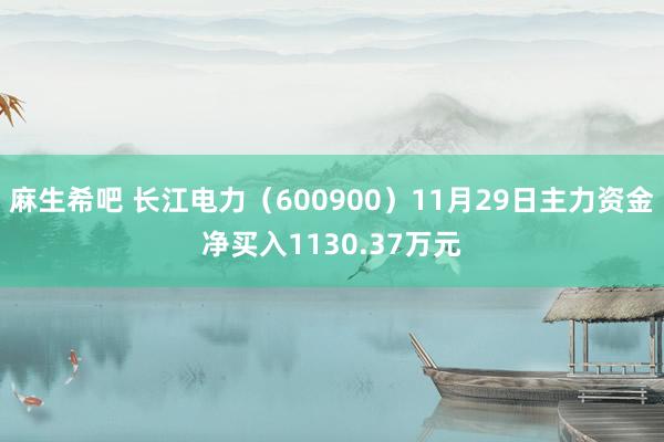 麻生希吧 长江电力（600900）11月29日主力资金净买入1130.37万元