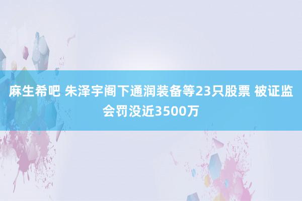 麻生希吧 朱泽宇阁下通润装备等23只股票 被证监会罚没近3500万