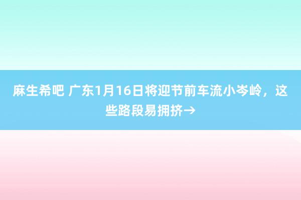 麻生希吧 广东1月16日将迎节前车流小岑岭，这些路段易拥挤→